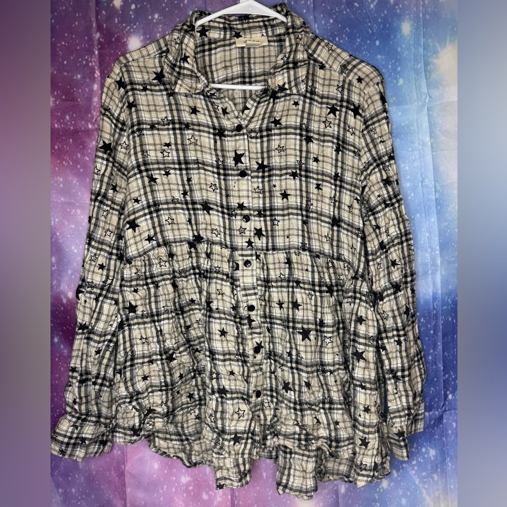 Style & Co star print plaid shirt 🛍